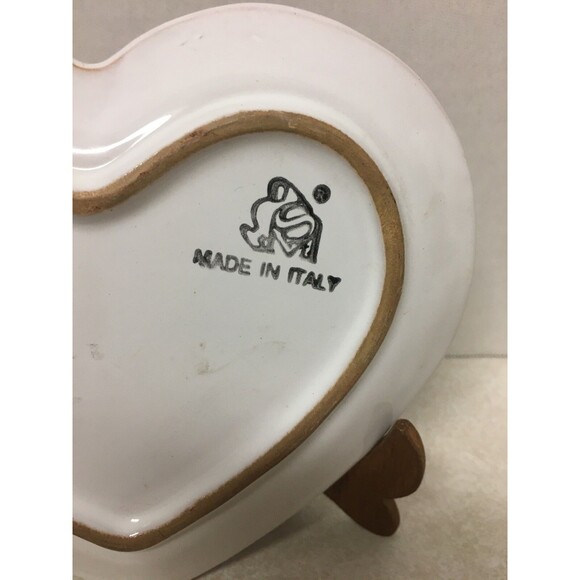 DERUTA Made In Italy Hand Painted Red Heart Bird Trinket Dish 6.5” - Picture 4 of 4